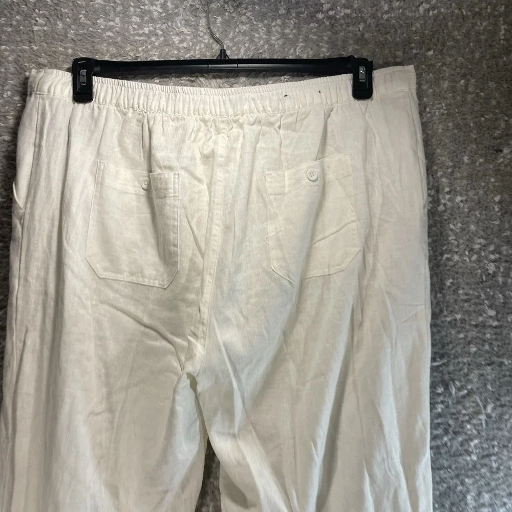 Visitor Linen Blend White Pants XXL Beach Coastal Vacation Resort